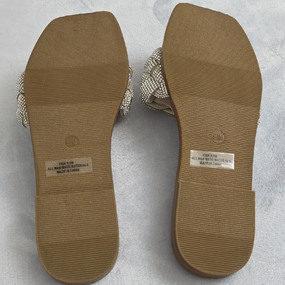Sincerely Jules Rhinestone Braided Slide Sandals Womens Size 9.5 Square Toe - Picture 5 of 6